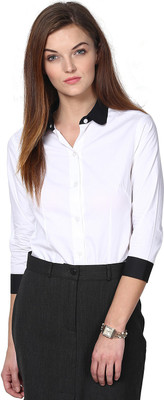 

Dazzio Women's Solid Formal White, Black Shirt