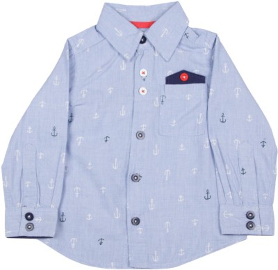 

Nauti Nati Boys Printed Casual Blue Shirt