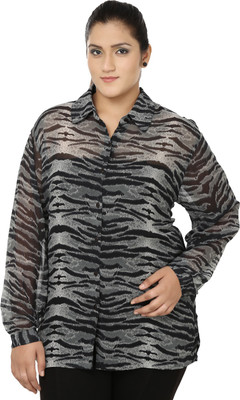 

Eves Pret A Porter Women's Printed Casual Black, Grey Shirt