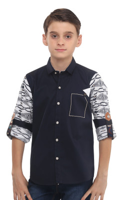 

MashUp Boys Printed Casual Blue Shirt