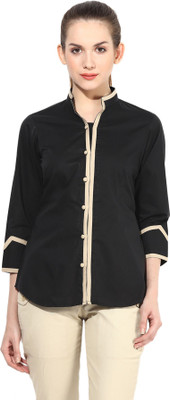 

Dazzio Women's Solid Formal Black, Beige Shirt