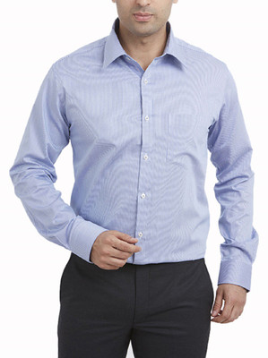 

Park Avenue Men's Self Design Formal Ainsley Collar Shirt, Blue