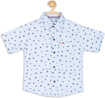 

612 League Boys Printed Casual Blue Shirt