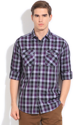 

Kenneth Cole Men's Checkered Casual Grey, Black Shirt, Blk
