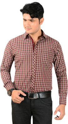 

Aedi Men's Checkered Casual Maroon Shirt