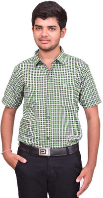 

British Terminal Men's Checkered Casual Green Shirt