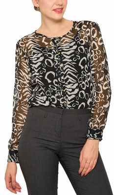 

Park Avenue Women's Printed Formal Black Shirt