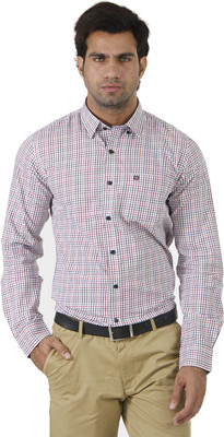 

London Fog Men's Checkered Formal Multicolor Shirt, Red multi