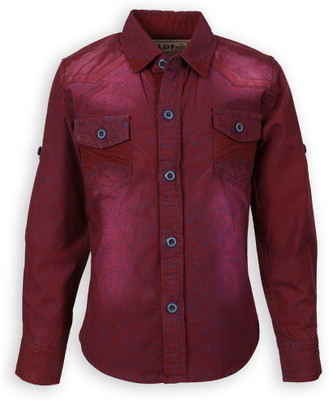 

Lilliput Boy's Printed Casual Maroon Shirt