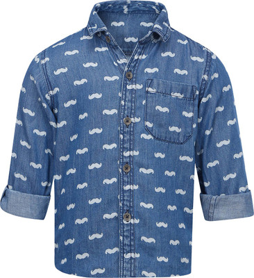 

Life by Shoppers Stop Boys Self Design Casual Blue Shirt, Denimx