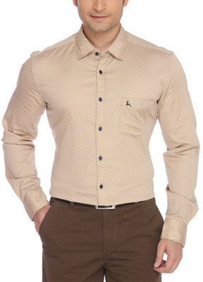 

Parx Men's Printed Formal Shirt, Beige