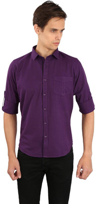 

EdenElliot Men's Solid Casual Purple Shirt