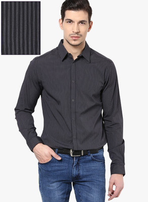 Jack & Jones Men's Striped Casual Black Shirt
