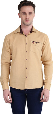 BRITISH TERMINAL Men Self Design Casual Yellow Shirt
