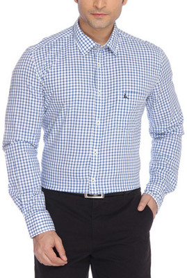 

Parx Men's Checkered Formal Blue Shirt