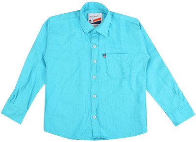 

Little Man Boy's Solid Casual Light Blue Shirt, Sky blue