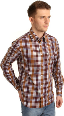 

Indian Terrain Men's Checkered Casual Multicolor Shirt, Brown