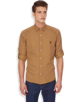 

GHPC Men's Solid Casual Brown Shirt, Khaki