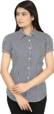 

Eves Pret A Porter Women's Striped Casual Blue, White Shirt, Alluring blue;chic white