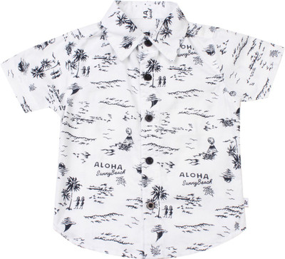 

Nauti Nati Boys Printed Casual White Shirt