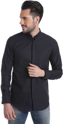 

Jack & Jones Men's Solid Casual Black Shirt