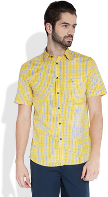

Parx Men's Checkered Casual Yellow Shirt