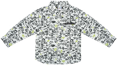 

Wow Mom Boys Printed Casual White Shirt