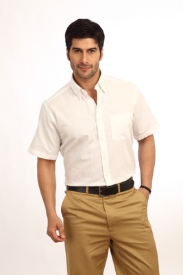 ColorPlus Men's Solid Casual White Shirt