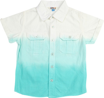 

People Boys Solid Casual Blue Shirt