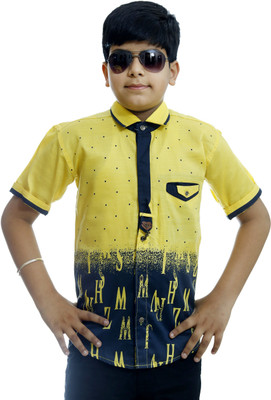 

Ennjoy Boys Printed Casual Yellow, Blue Shirt