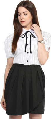 

Dazzio Women's Solid Formal White, Black Shirt