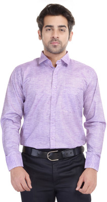 Blue Bird Men' Self Design Formal Purple Shirt