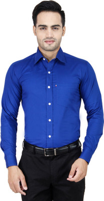 

Leaf Men's Solid Formal Blue Shirt