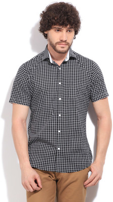 

Easies Men's Checkered Casual White, Black Shirt, Black eclipse print