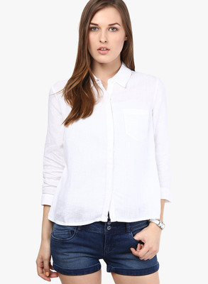 

Only Women's Solid Casual White Shirt