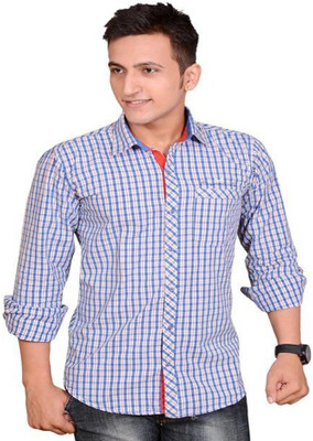 

Anry Men's Solid Casual Blue Shirt