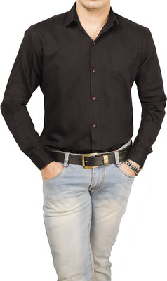BLACK WARRIOR Men Solid Casual Black Shirt BLACK WARRIOR Men Solid Casual Black Shirt