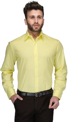 ALLEN Men Solid Formal Yellow Shirt ALLEN Men Solid Formal Yellow Shirt