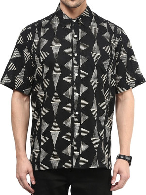

Vivid India Men' Printed Casual Black Shirt