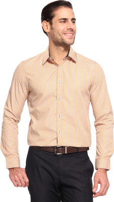 

Brooklyn Blues Men's Striped Casual Yellow Shirt, Musturd