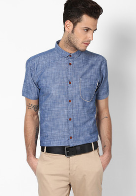 

Jack & Jones Men' Solid Casual Blue Shirt, Chambray blue