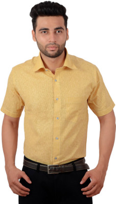 

Studio Nexx Men's Woven, Checkered Formal Yellow Shirt