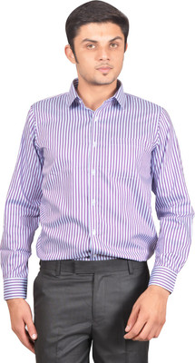 Kriss Men's Striped Formal Purple Shirt
