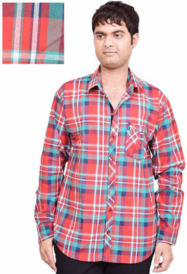 BRITISH TERMINAL Men Checkered Casual Red Shirt