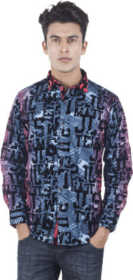 

EdenElliot Men's Printed Casual Blue, Red Shirt