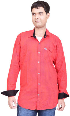 

British Terminal Men's Checkered Casual Red Shirt