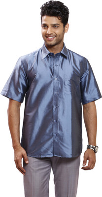 Writer Men's Solid Casual Blue Shirt