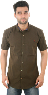

Studio Nexx Men's Solid Casual Dark Green Shirt, Military