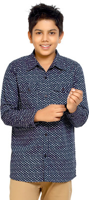 

Kick Start Boys Printed Casual Blue Shirt, Navy