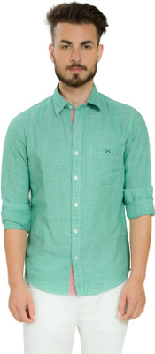 

Club X Men's Checkered Casual Light Green, White Shirt